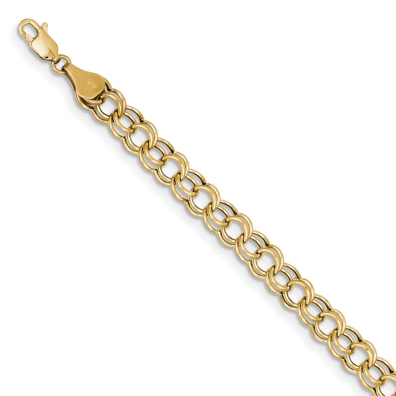 7 Inch Hollow Double Link Charm Bracelet 10k Gold 10DO542-7, MPN: 10DO542-7, 191101440960