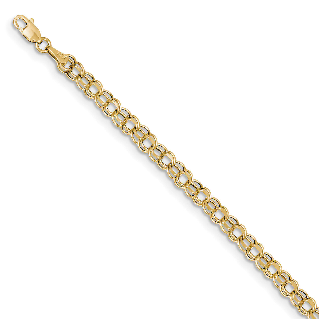 8 Inch 8in 4.5mm Hollow Double Link Charm Bracelet 10k Gold 10DOH21-8