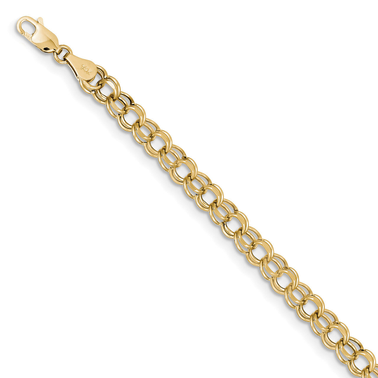 8 Inch 8in 5.5mm Hollow Double Link Charm Bracelet 10k Gold 10DOH22-8, MPN: 10DOH22-8, 191101441011