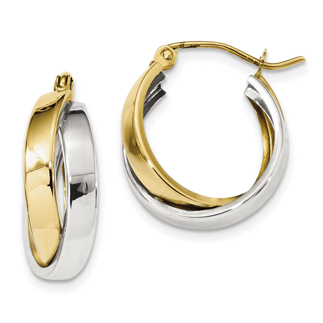 Polished Double Hoop Earrings 10k Two-tone Gold 10ER287, MPN: 10ER287, 191101169328