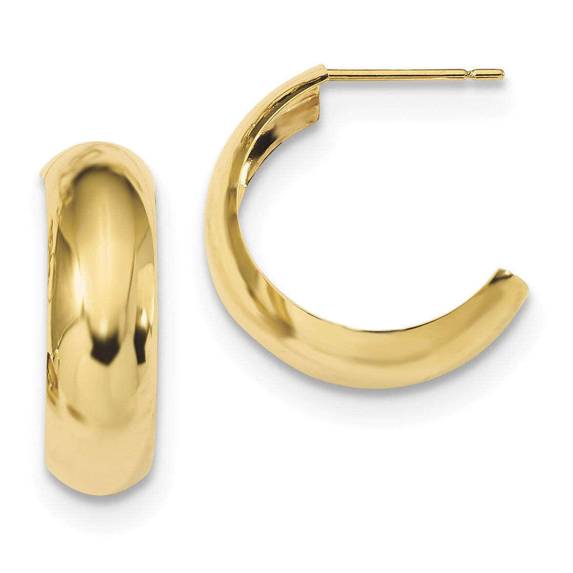 Polished 6.5mm J-Hoop Earrings 10k Gold 10ER292, MPN: 10ER292, 191101169397