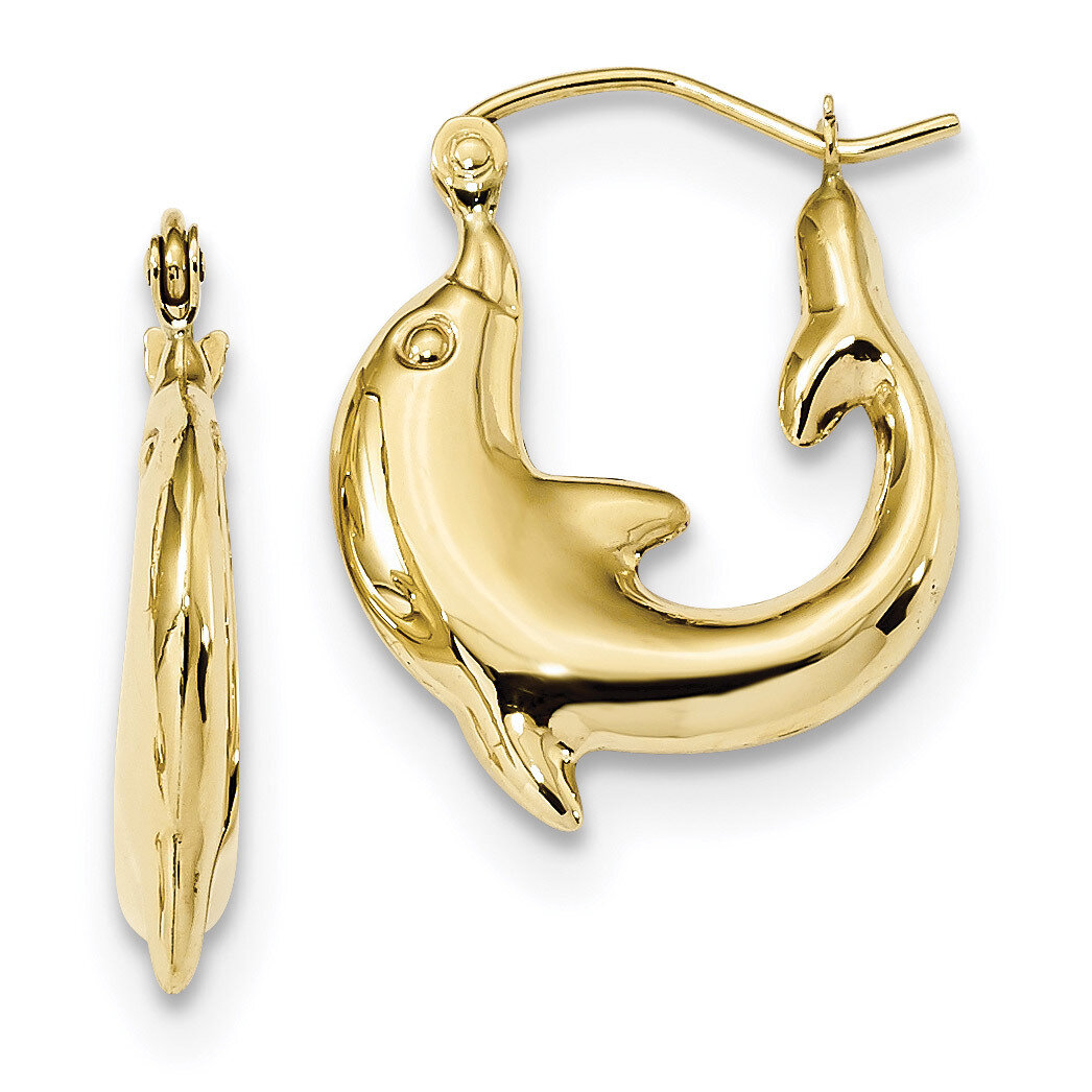 Polished Dolphin Hoop Earrings 10k Gold 10ER296