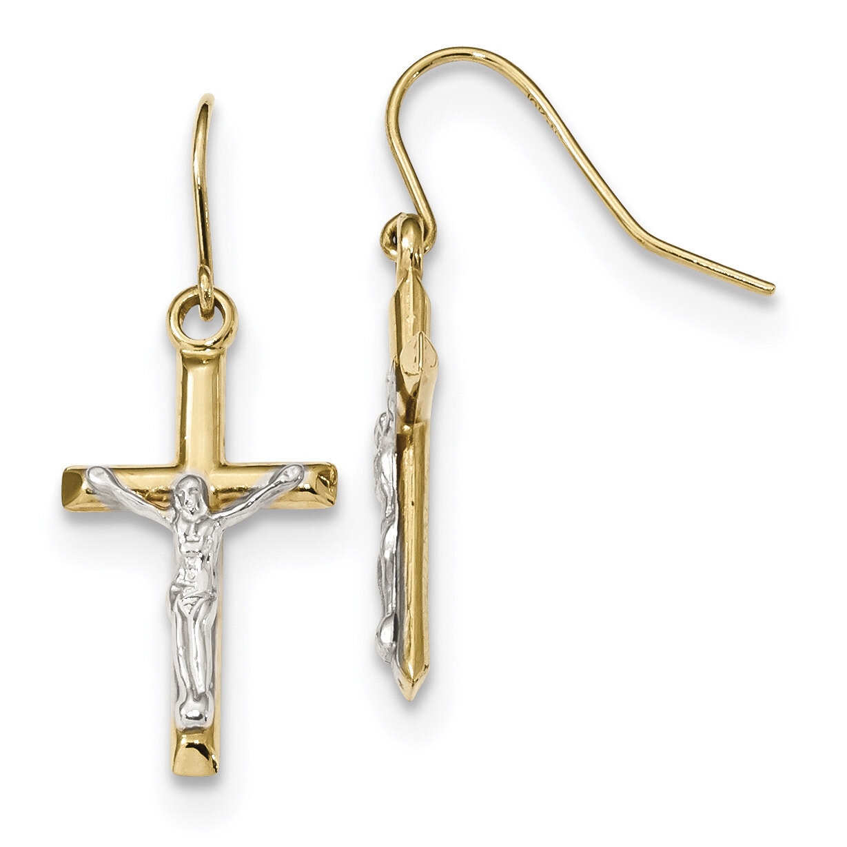 Polished Crucifix Earrings 10k Two-tone Gold 10ER298, MPN: 10ER298, 191101169458