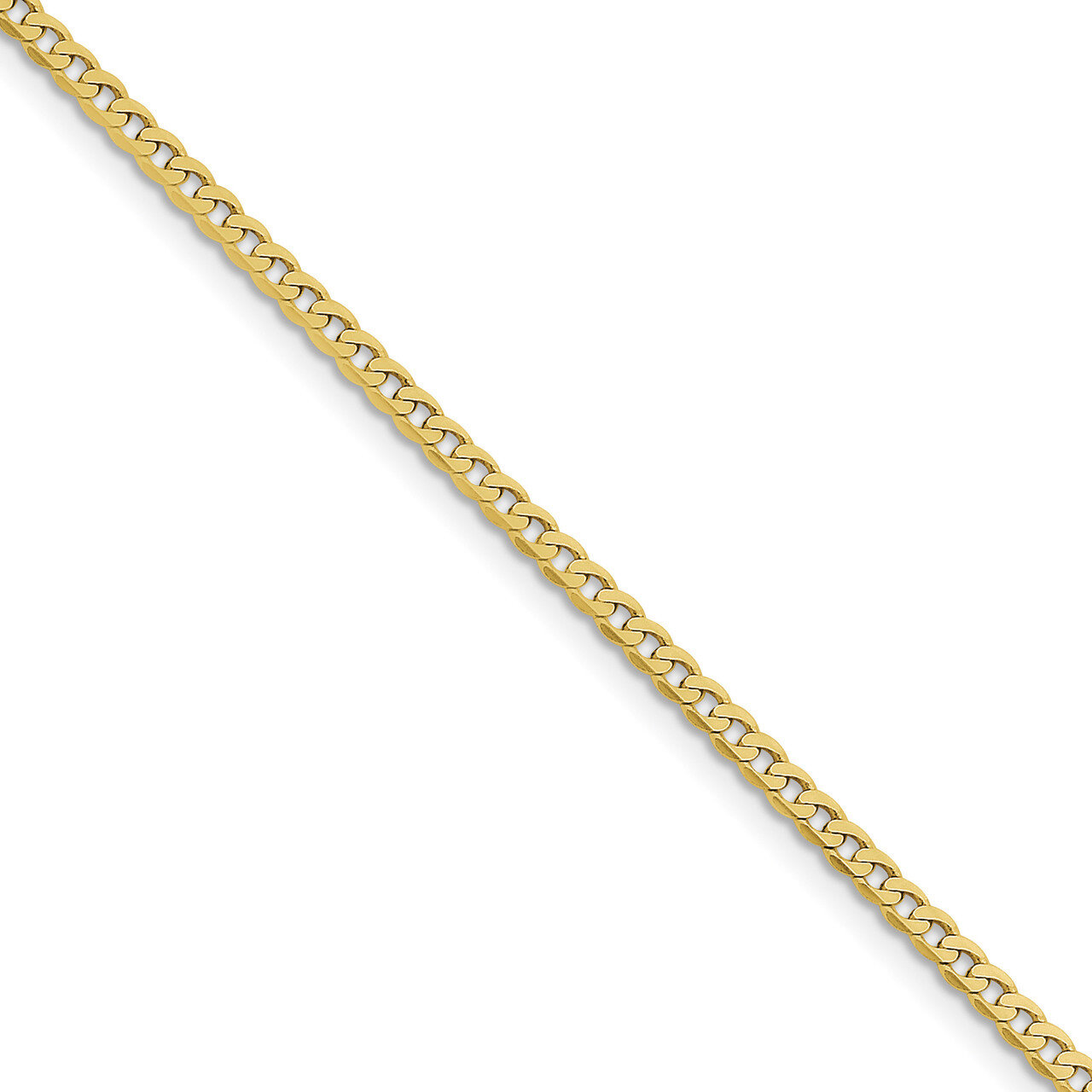 7 Inch 2.4mm Flat Beveled Curb Chain 10k Gold 10FBU080-7