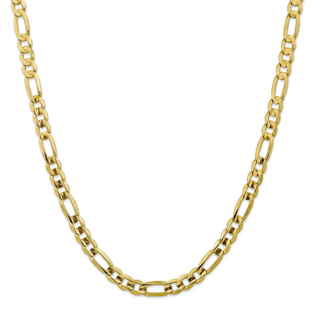 24 Inch 7.5mm Light Concave Figaro Chain 10k Gold 10LF200-24, MPN: 10LF200-24, 886774962450