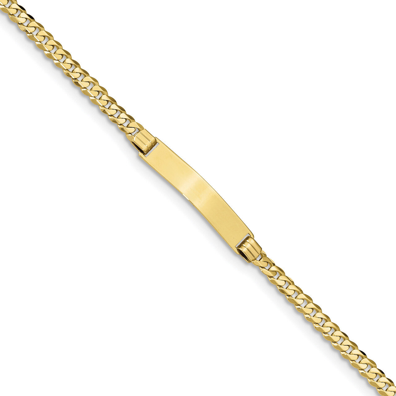 7 Inch Flat Curb Link ID Bracelet 10k Gold 10LID61-7