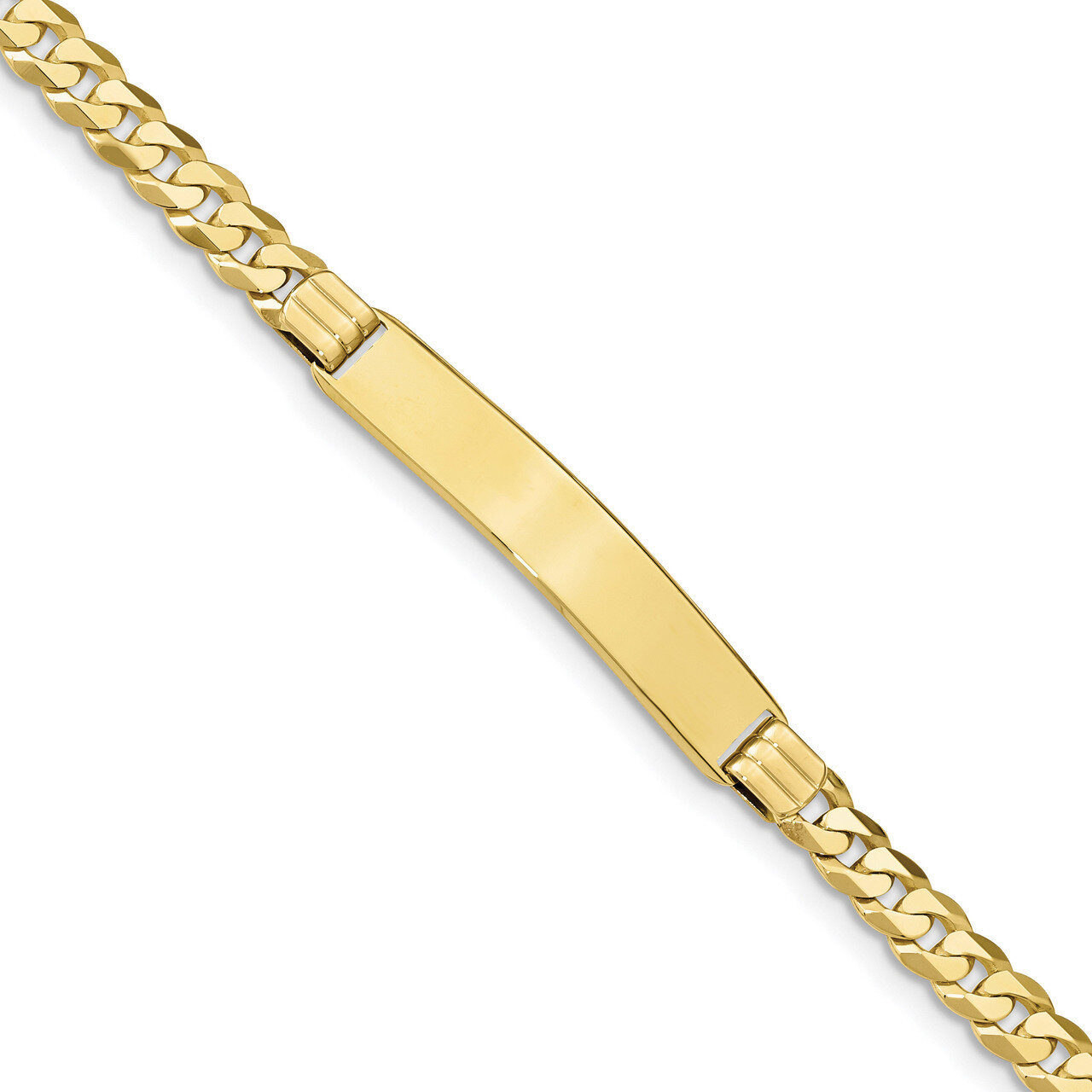 8 Inch Flat Curb Link ID Bracelet 10k Gold 10LID64-8