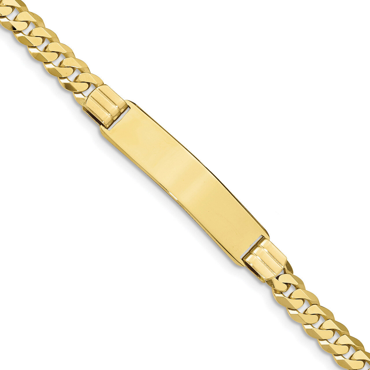7 Inch Flat Curb Link ID Bracelet 10k Gold 10LID65-7