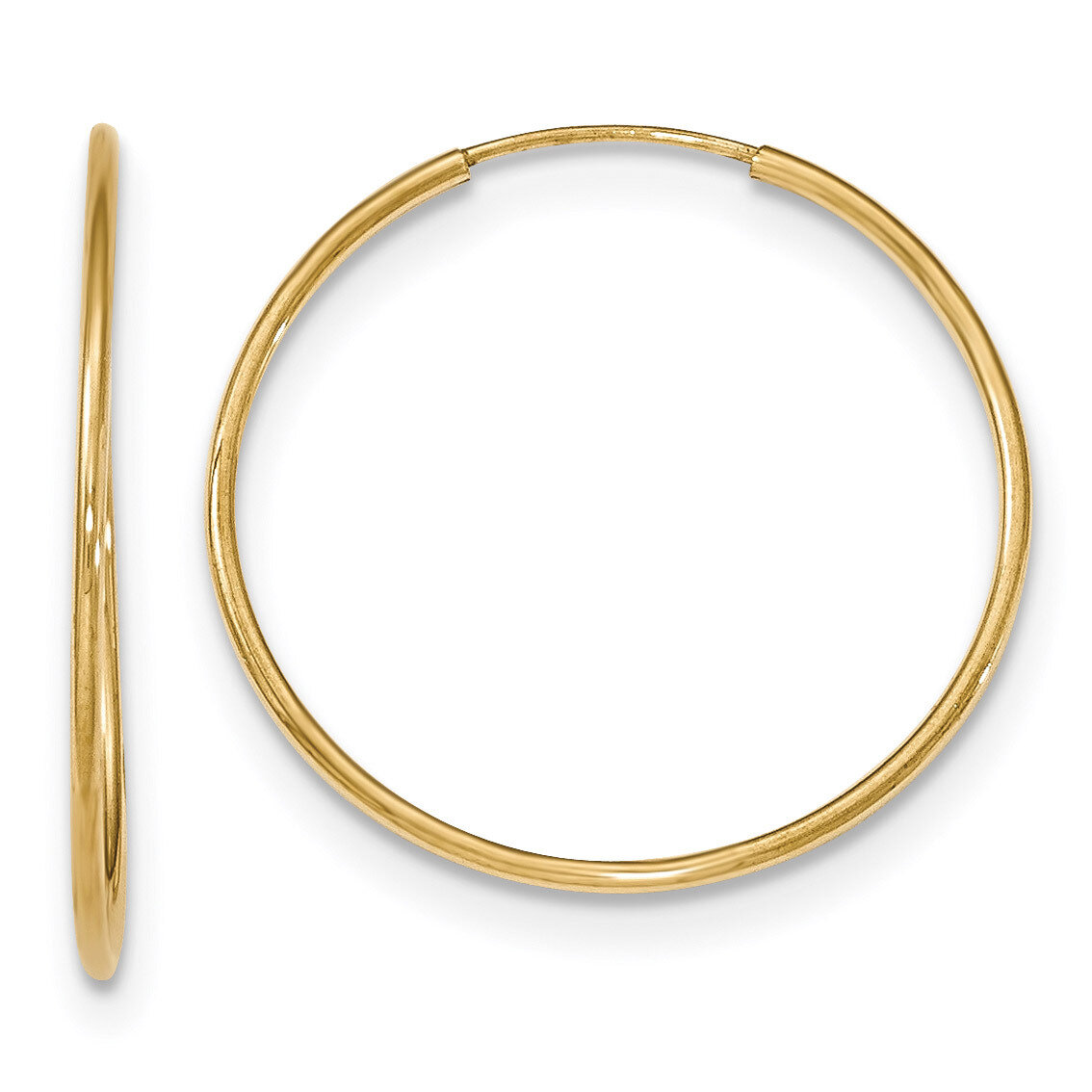 Polished Endless Tube Hoop Earrings 10k Gold 10T965