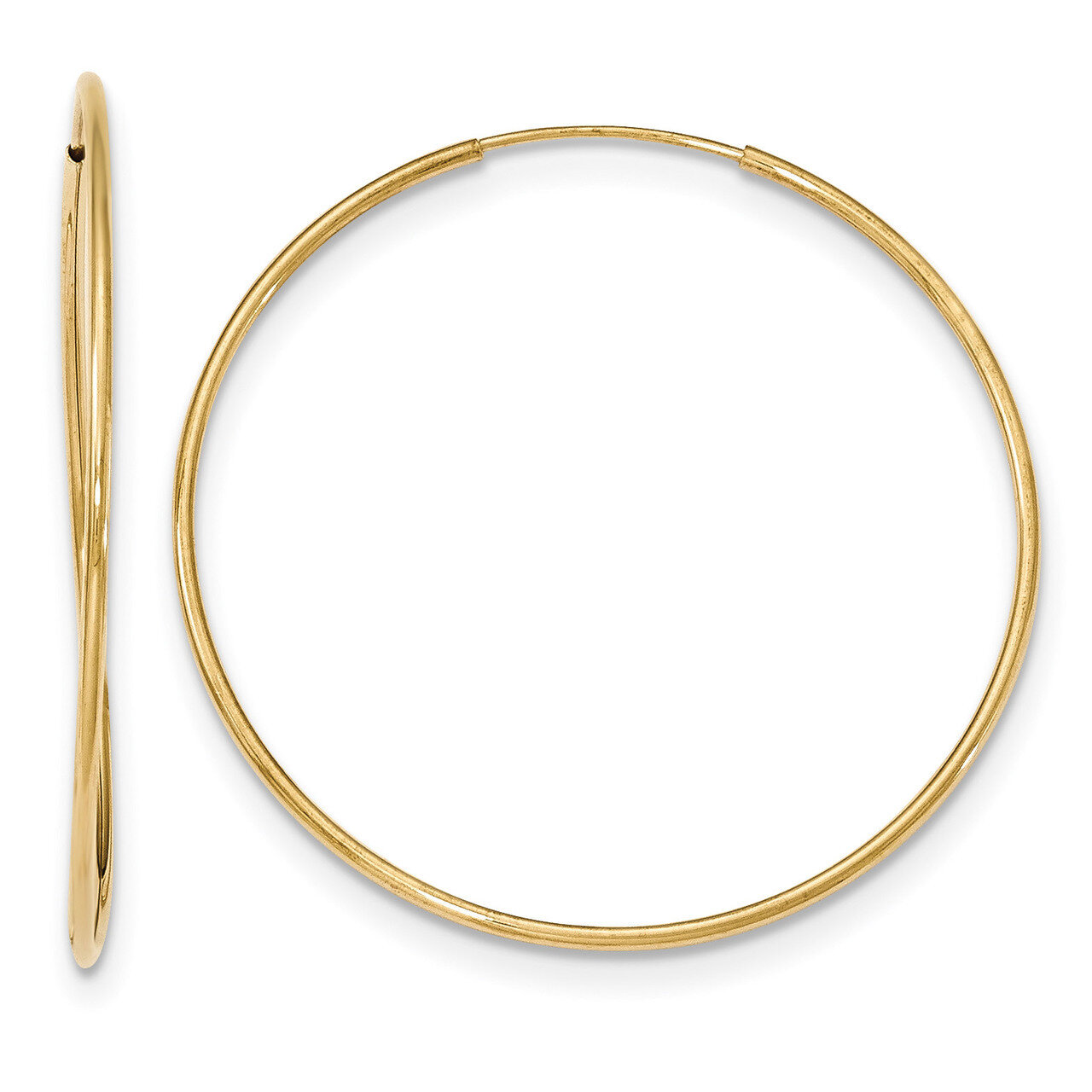 Polished Endless Tube Hoop Earrings 10k Gold 10T967