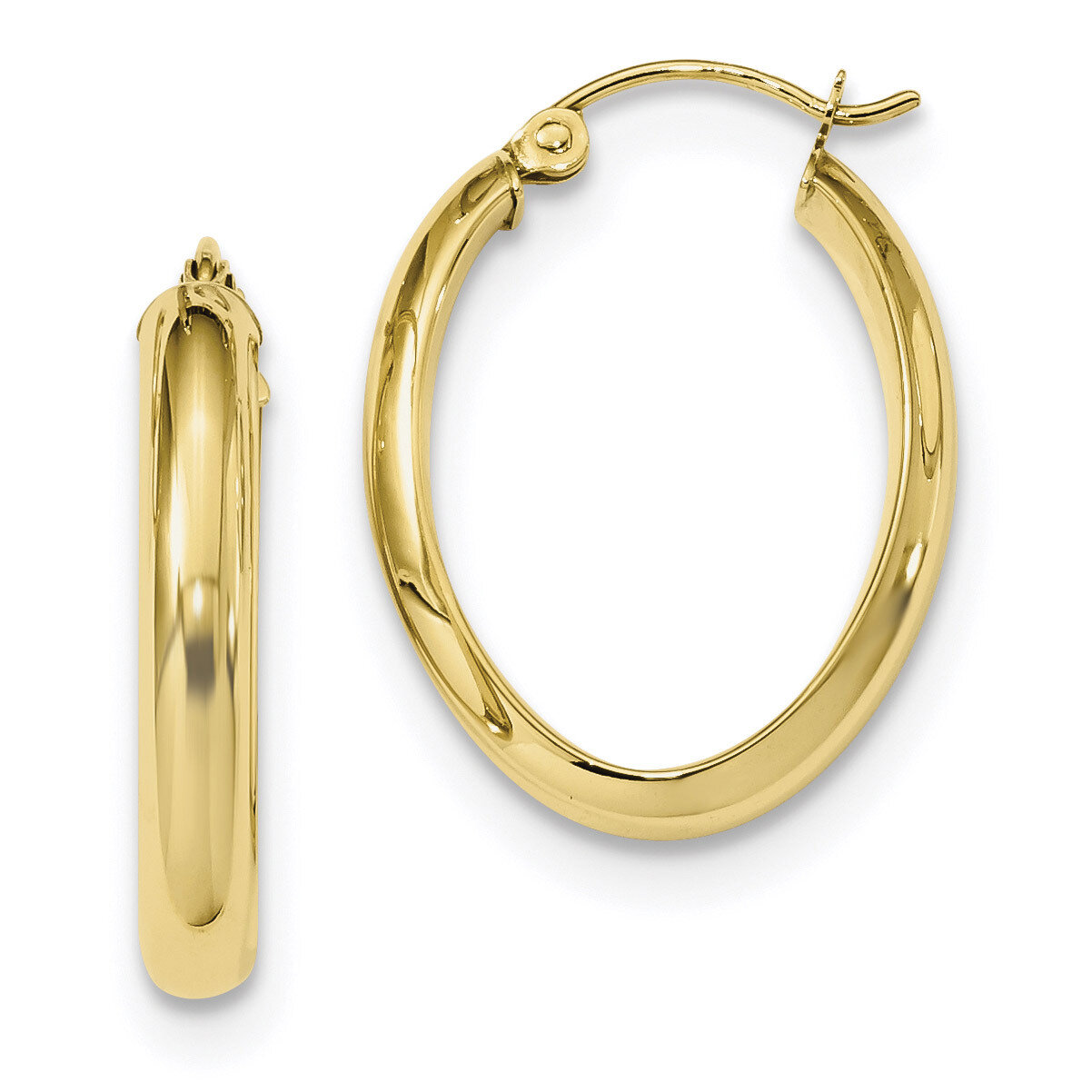 Polished 3.5mm Oval Hoop Earrings 10k Gold 10T985