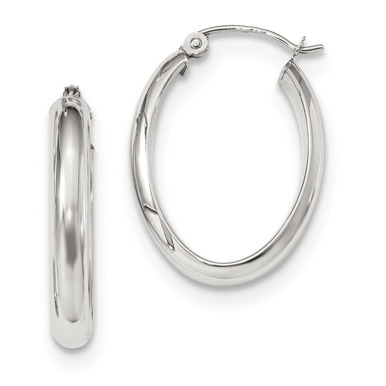 Polished 3.5mm Oval Hoop Earrings 10k White Gold 10T988, MPN: 10T988, 191101170270