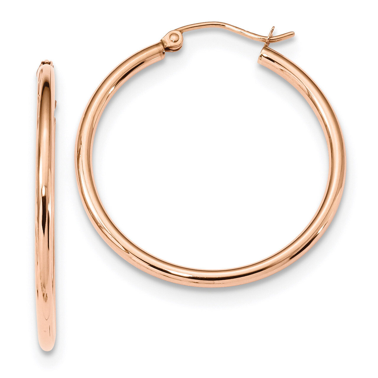 2mm Polished Hoop Earrings 10k Rose Gold 10T993, MPN: 10T993, 191101170324