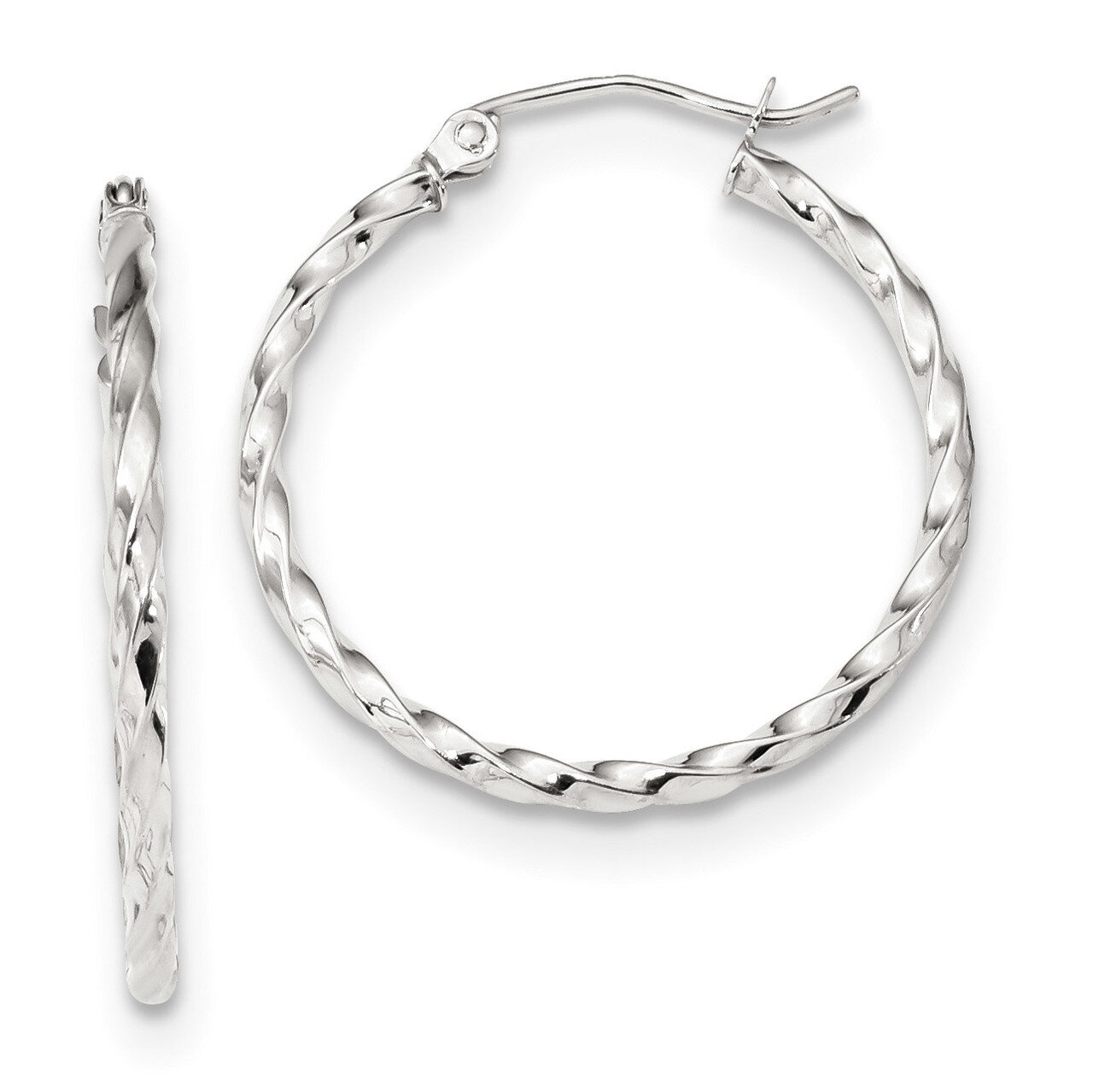 Twist Polished Hoop Earring 10k White Gold 10TC391W, MPN: 10TC391W, 191101344176