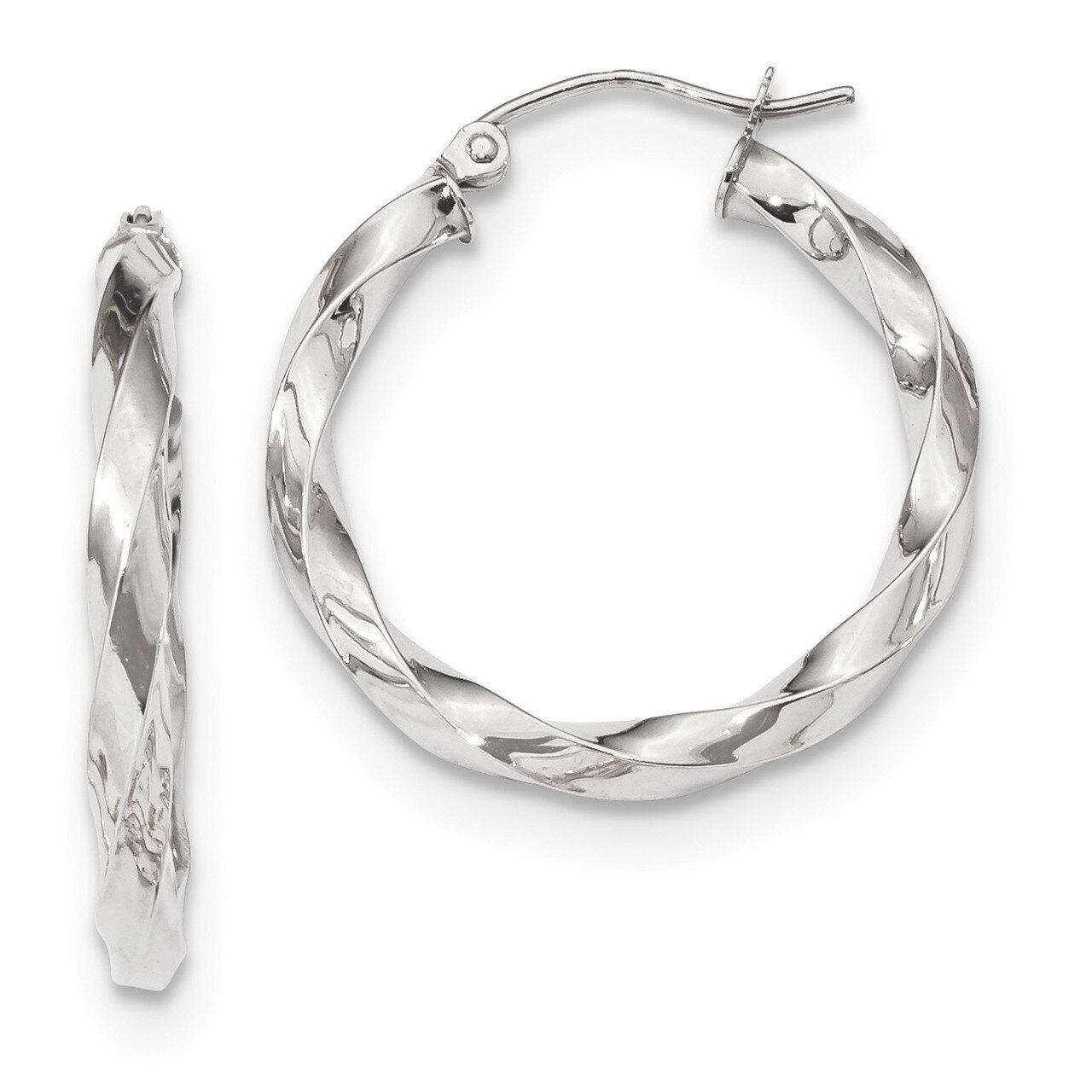 3mm Twisted Hoop Earrings 10k White Gold 10TC400W, MPN: 10TC400W, 191101344329