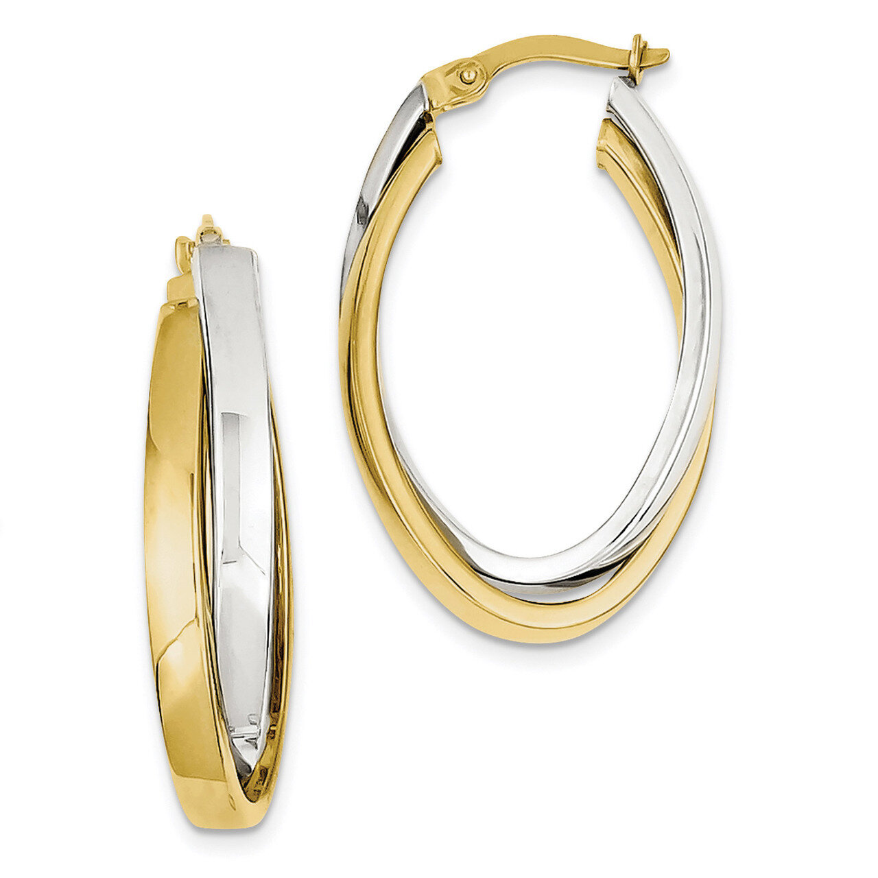 Two-tone Oval Hoop Earrings 10k Gold 10TM658, MPN: 10TM658, 191101344534