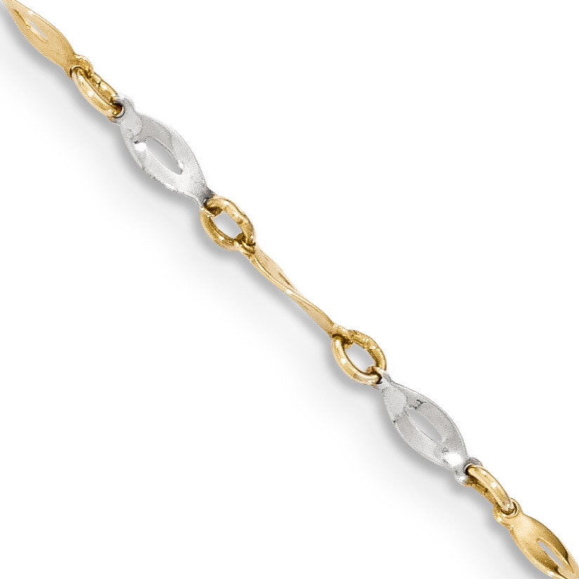 Polished with 1 ext. Anklet 14k Two-Tone Gold ANK280-10, MPN: ANK280-10, 868044100168