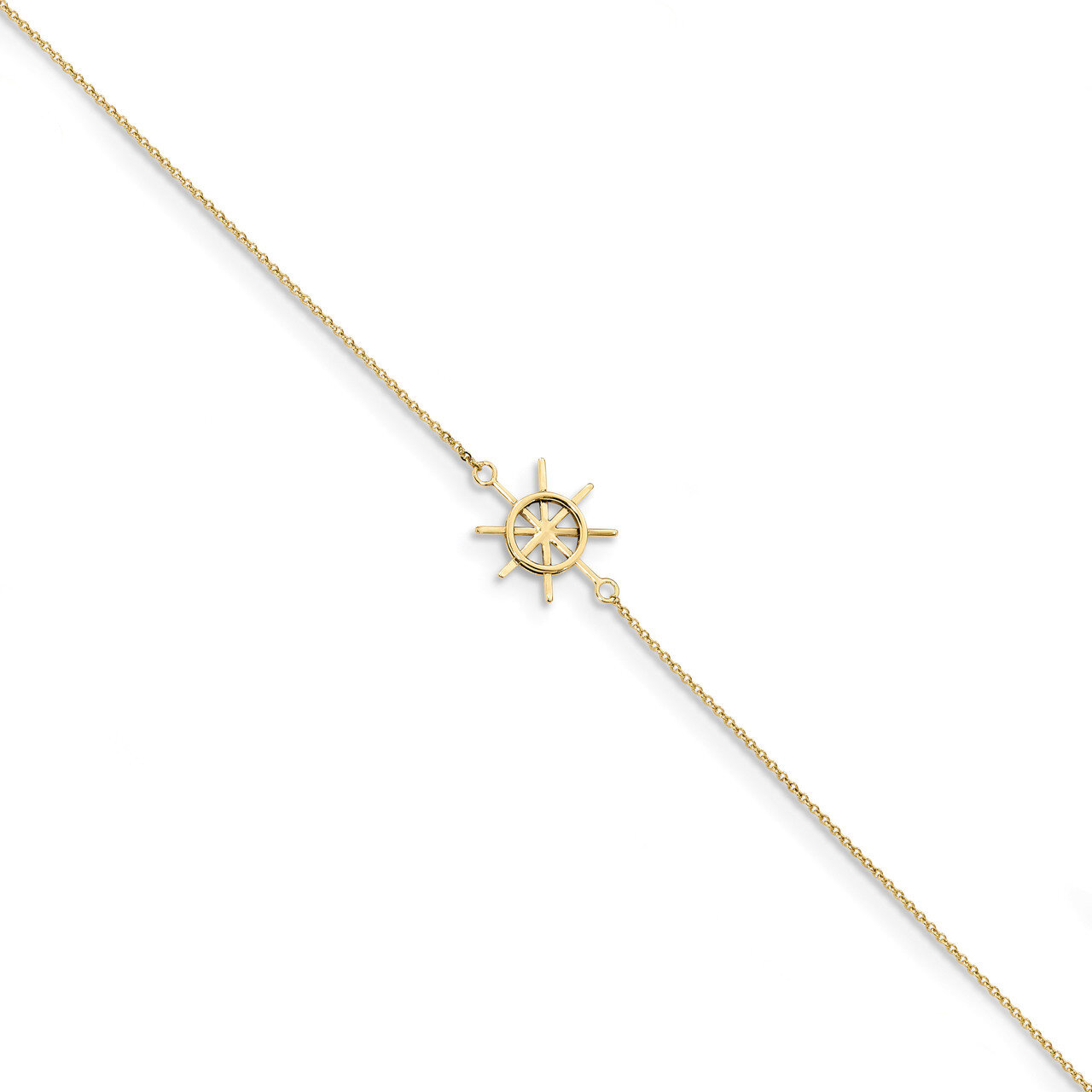 Captains Wheel with 1 inch Extender Anklet 14k Gold Polished ANK285-9, MPN: ANK285-9, 191101924453