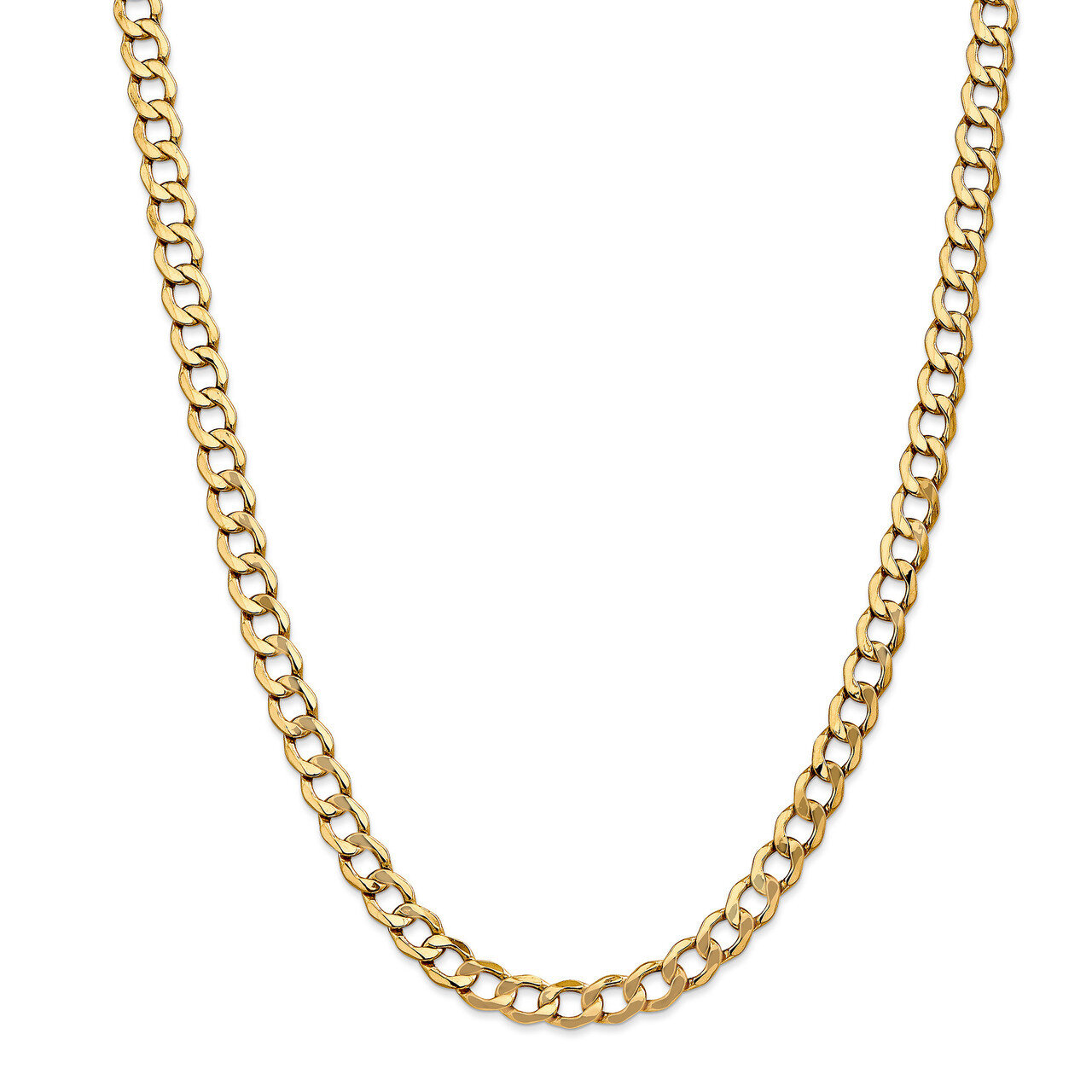 26 Inch 7.0mm Semi-Solid Curb Link Chain 14k Gold BC110-26