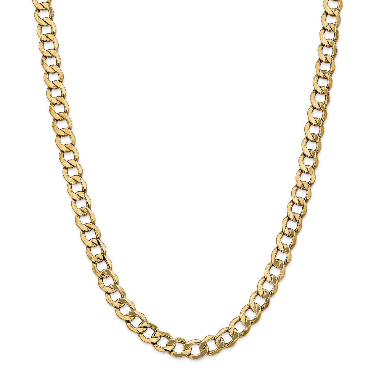 26 Inch 8.0mm Semi-Solid Curb Link Chain 14k Gold BC111-26