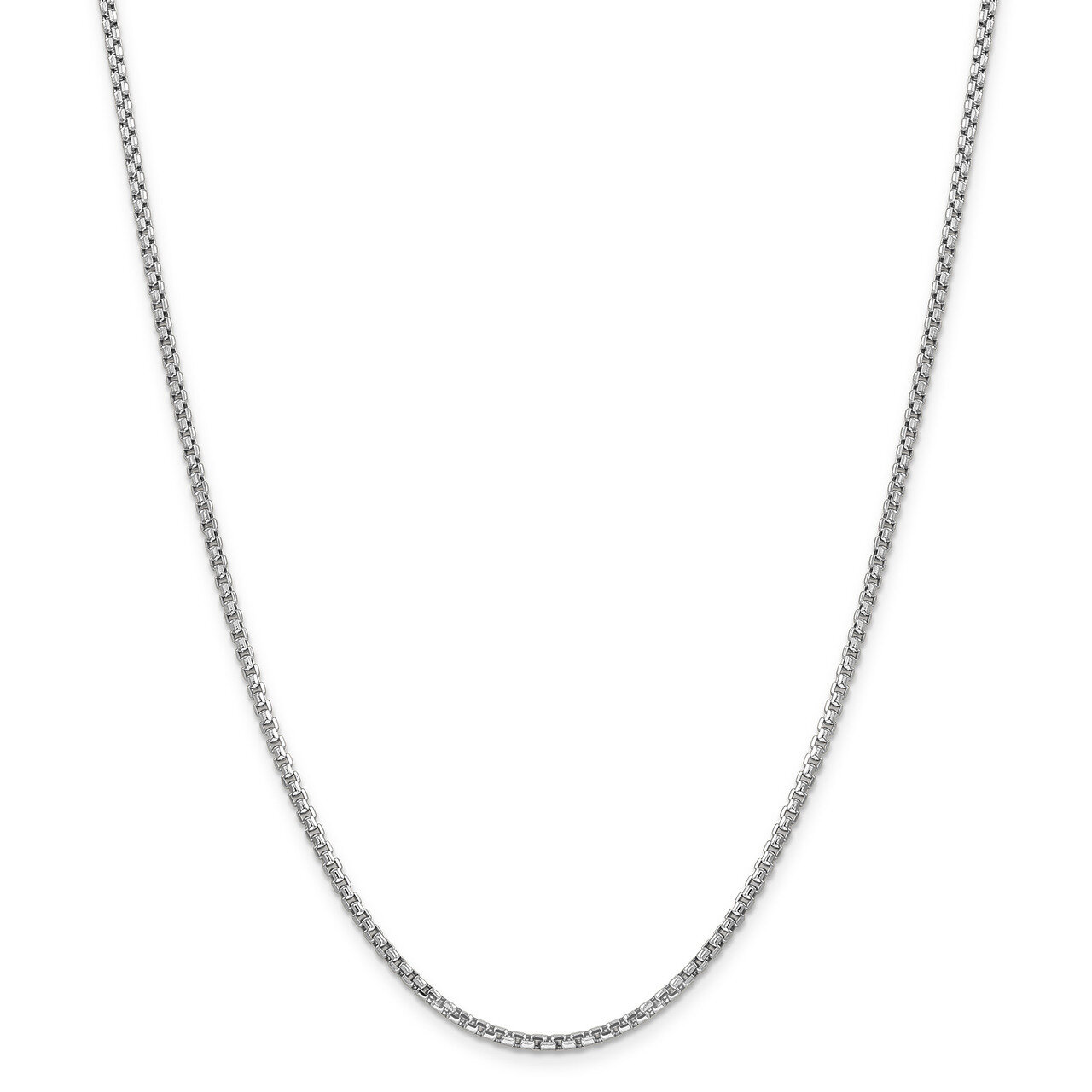 24 Inch 2.45mm Hollow Round Box Chain 14k white Gold BC162-24