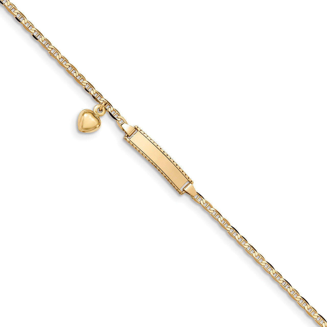 6 Inch Baby ID Anchor with Heart Dangle Bracelet 14k Gold BID100-6, MPN: BID100-6, 191101076084