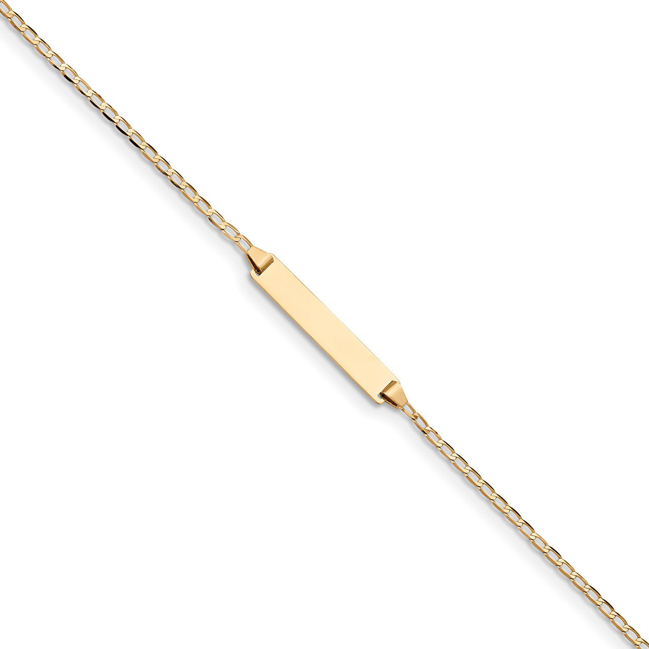 5.5 Inch Flat Curb Link ID Bracelet 14k Gold BID102-5.5