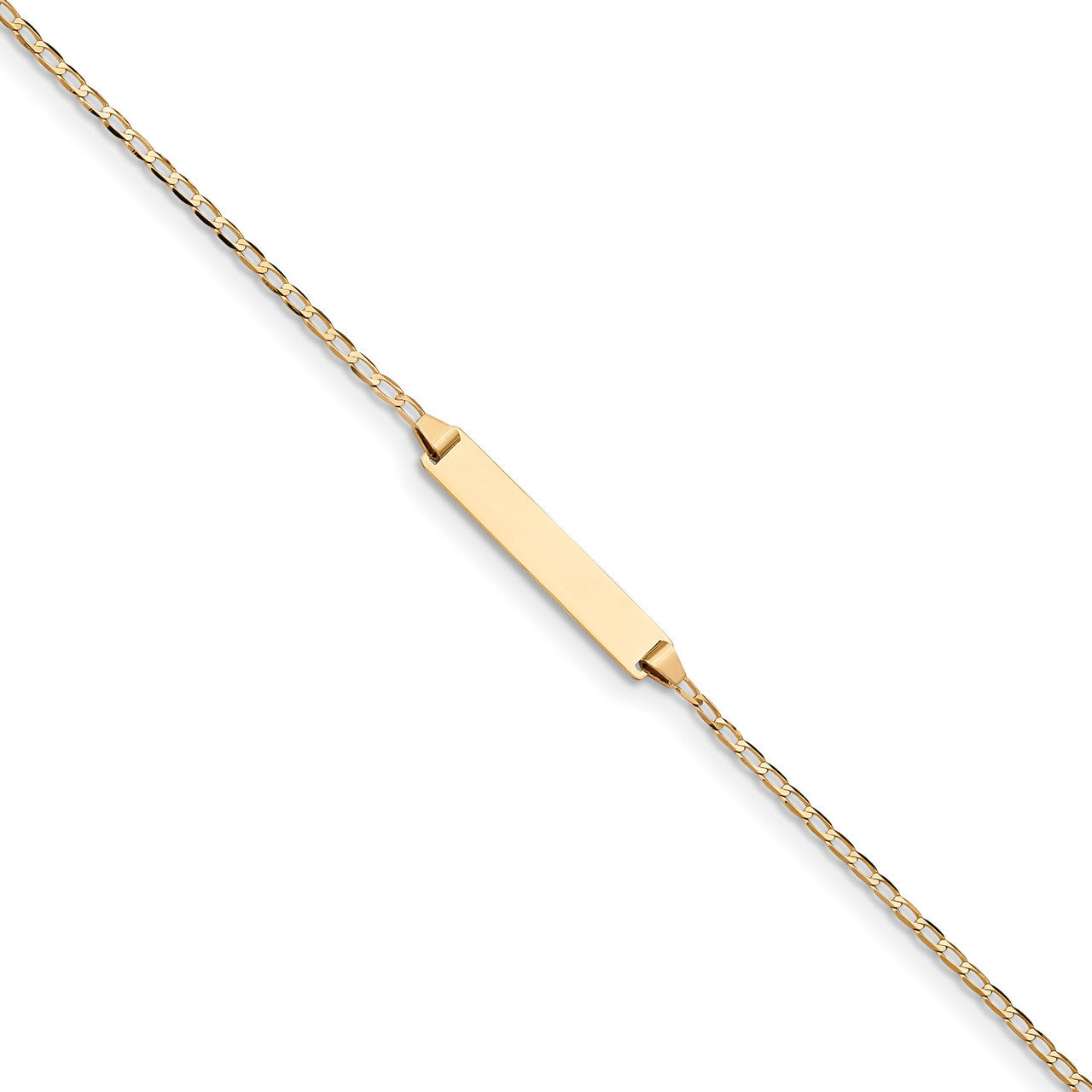 6 Inch Flat Curb Link ID Bracelet 14k Gold BID102-6, MPN: BID102-6, 191101435171