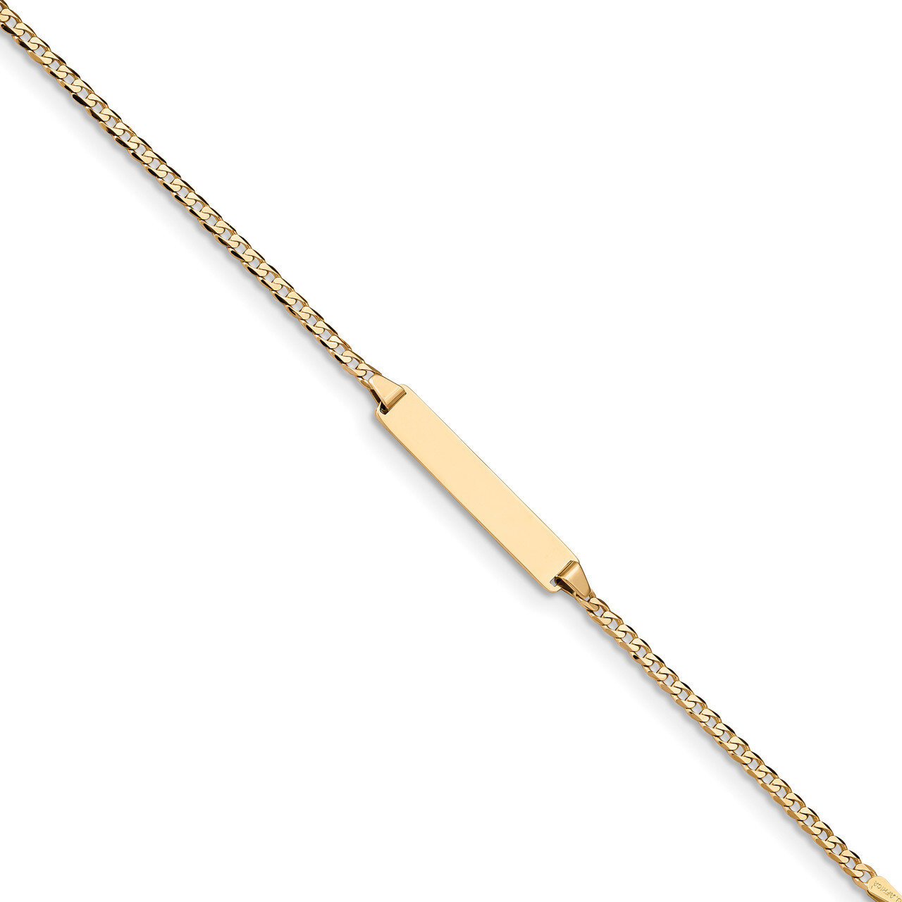 6 Inch Flat Curb Link ID Bracelet 14k Gold BID103-6
