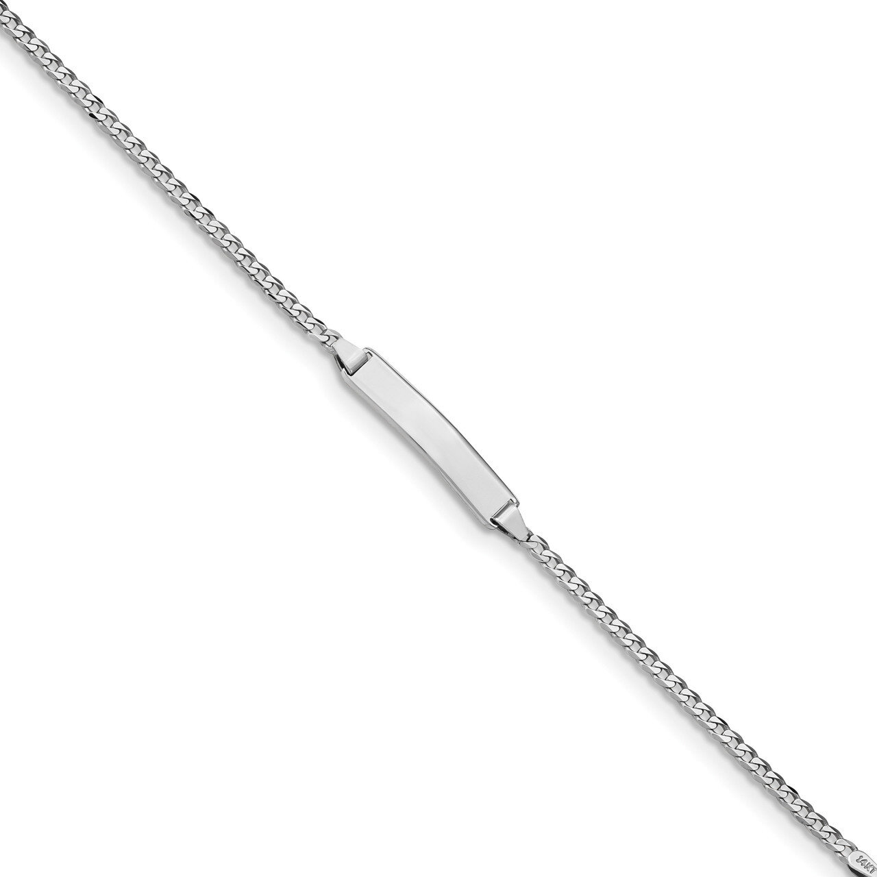 5.5 Inch Flat Curb Link ID Bracelet 14k white Gold BID103W-5.5