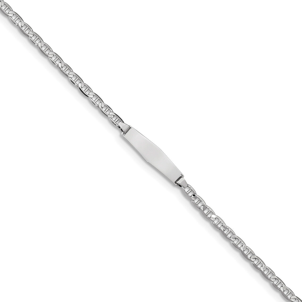 7 Inch Anchor Link Soft Diamond Shape ID Bracelet 14k white Gold CG80IDCW-7