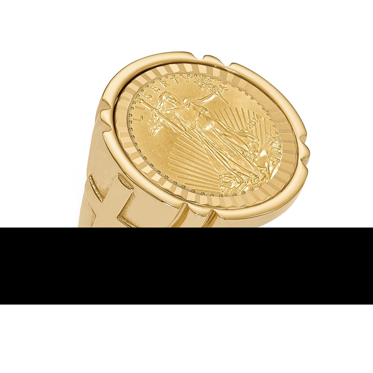 1/10AE Diamond -cut Coin Ring with coin 14k Gold CR10D/10AEC
