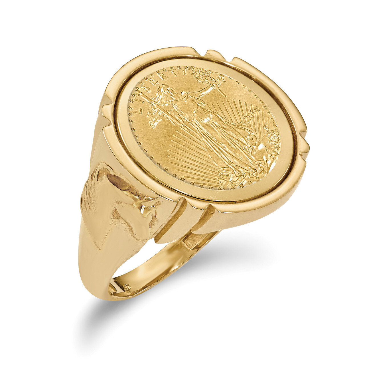 1/10AE Polished Coin Ring with coin 14k Gold CR5/10AEC