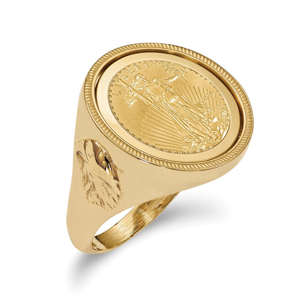 1/10AE Polished Coin Ring with coin 14k Gold CR6/10AEC