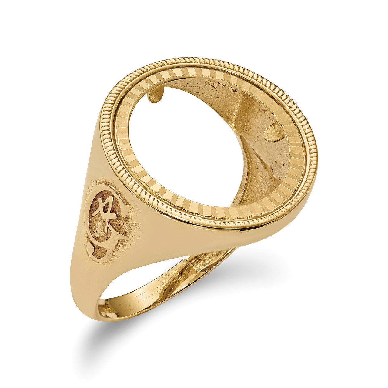 1/10AE Diamond -cut Coin Ring 14k Gold CR9D/10AE