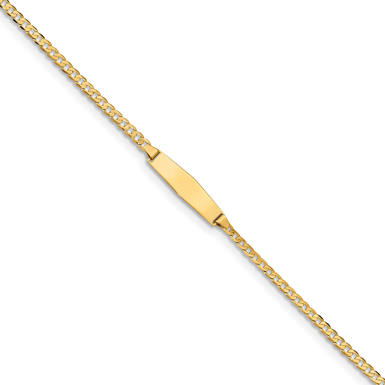 6 Inch Baby Soft Diamond Shape ID Curb Bracelet 14k Gold CUR070IDC-6