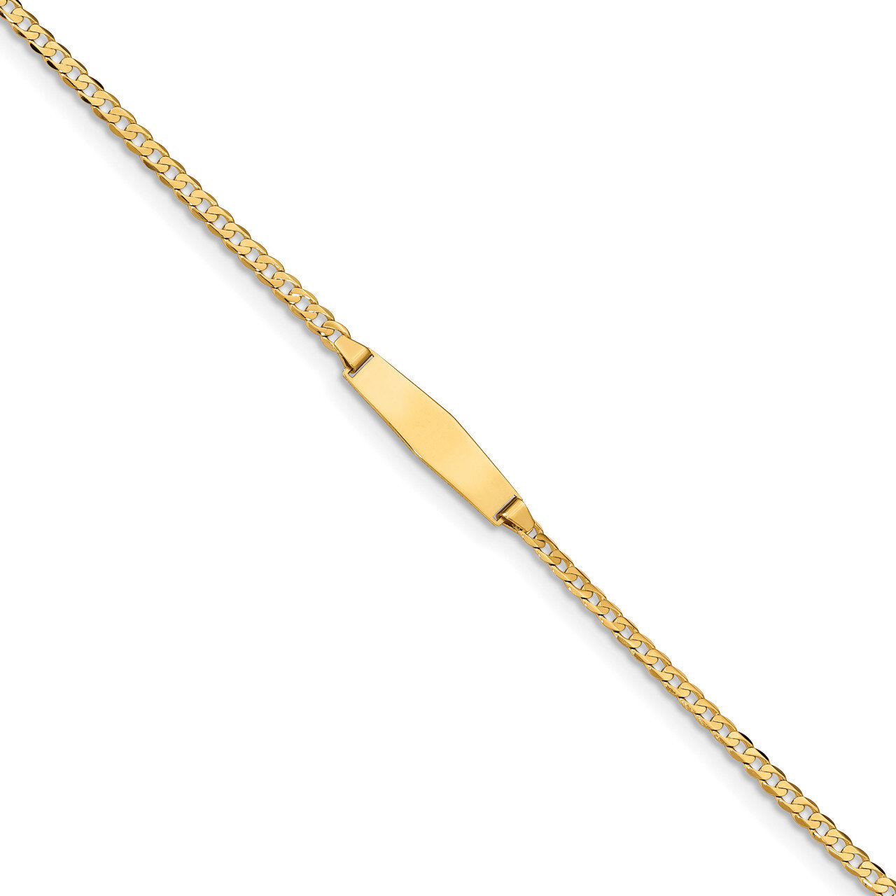 8 Inch Curb Link Soft Diamond Shape ID Bracelet 14k Gold CUR070IDC-8, MPN: CUR070IDC-8, 883957834818