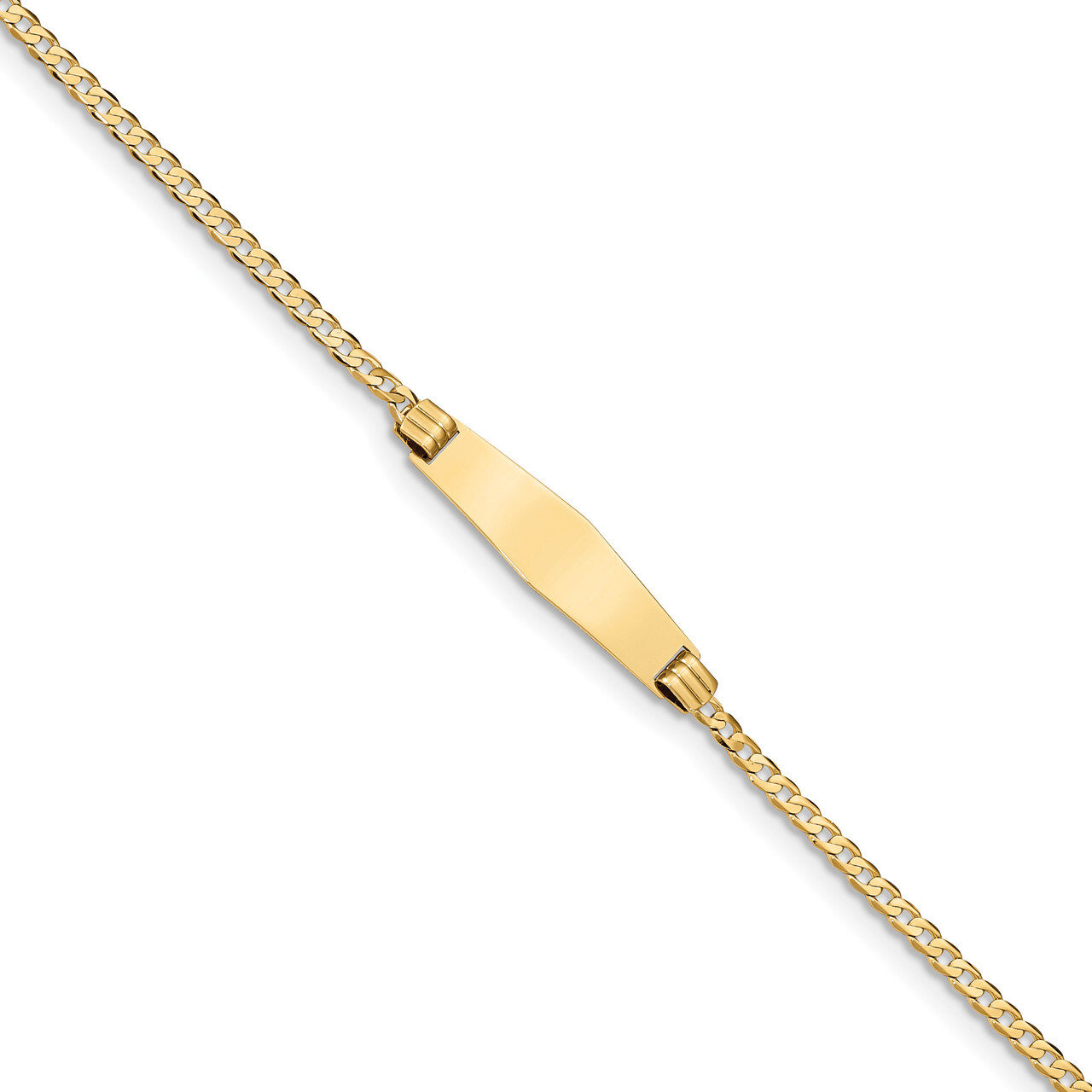 7 Inch Curb Link Soft Diamond Shape ID Bracelet 14k Gold CUR75IDC-7