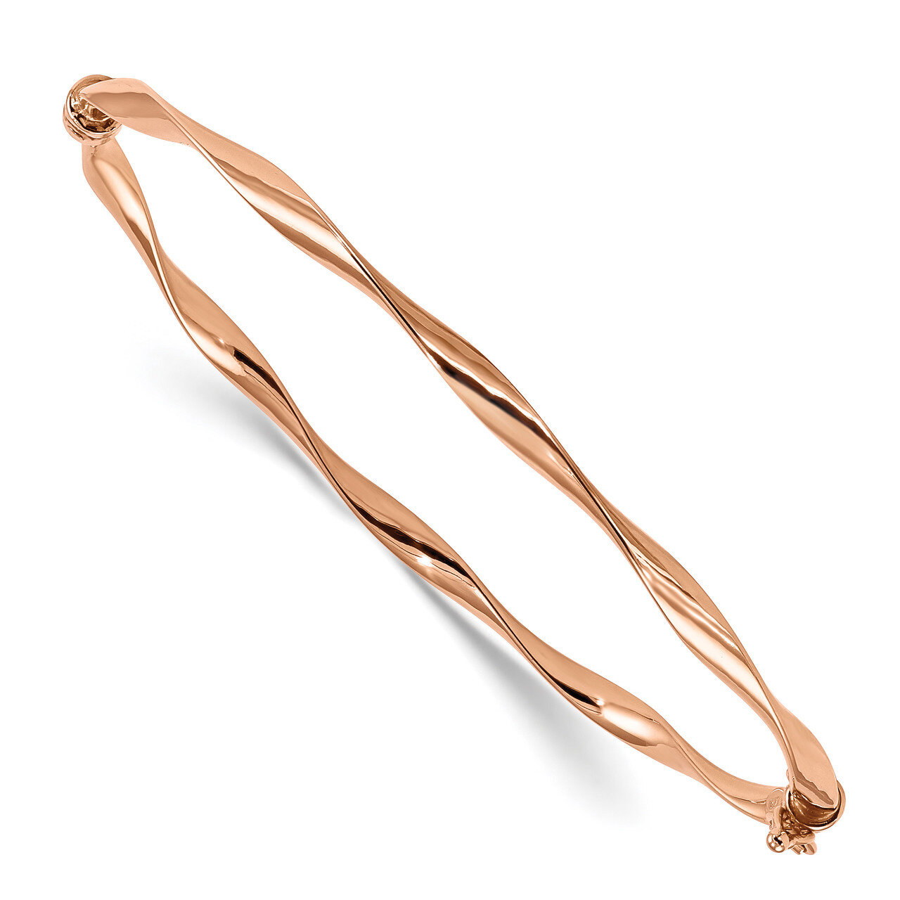 7 Inch Polished Twisted Hinged Bangle Bracelet 14k Rose Gold DB621
