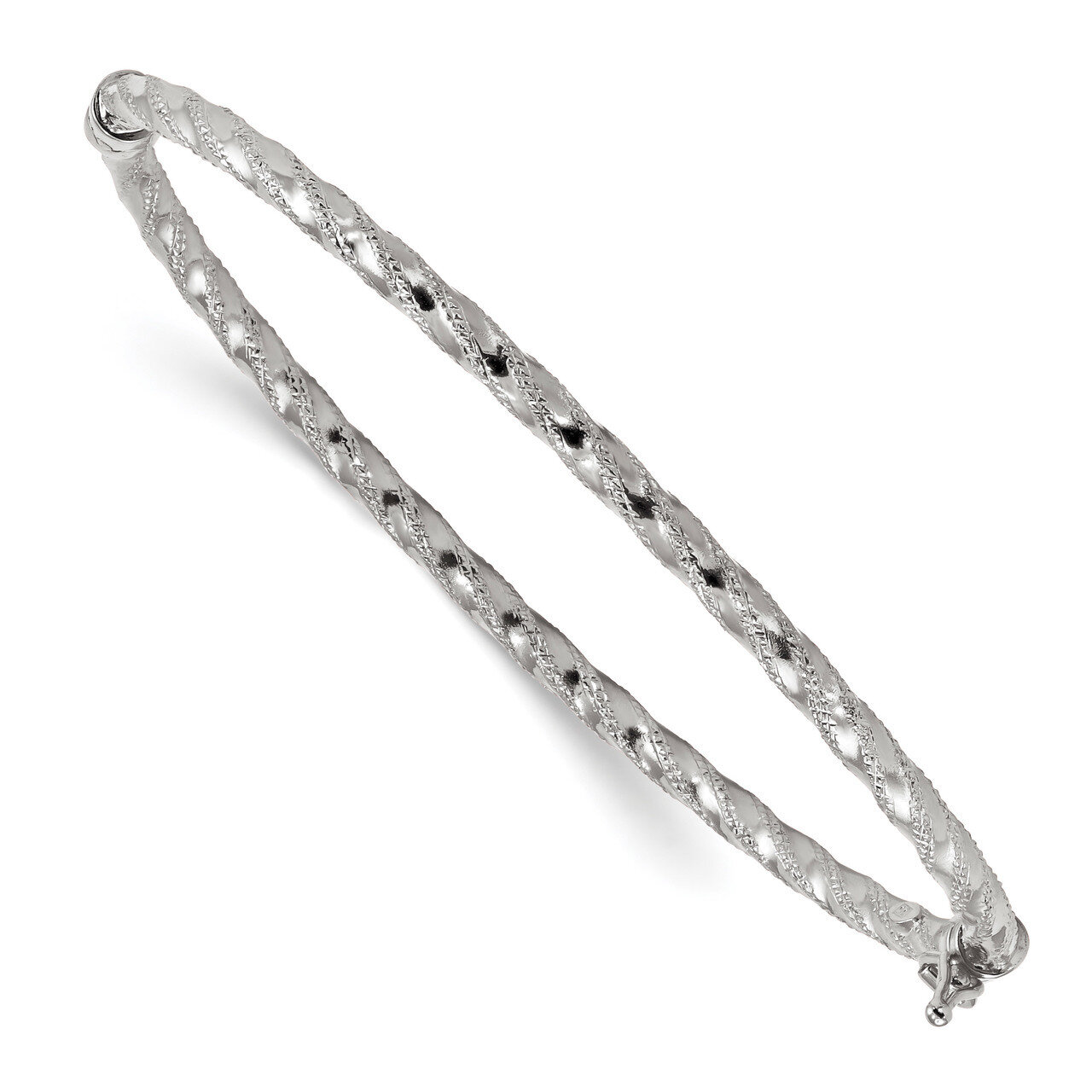 7 Inch Polished Textured Hinged Bangle Bracelet 14k white Gold DB625, MPN: DB625, 191101680779