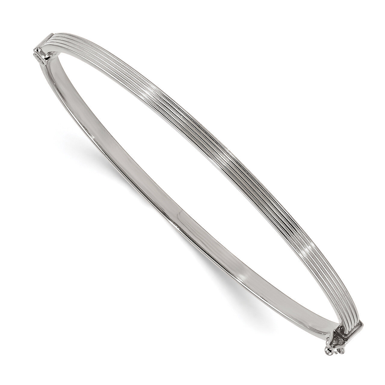 7 Inch Polished Textured Hinged Bangle Bracelet 14k white Gold DB627, MPN: DB627, 191101980091