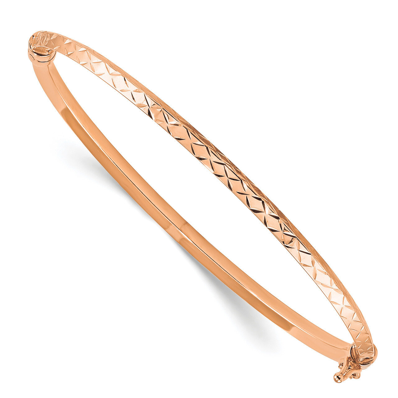 7 Inch Polished Diamond Cut Hinged Bangle Bracelet 14k Rose Gold DB642, MPN: DB642, 191101021534