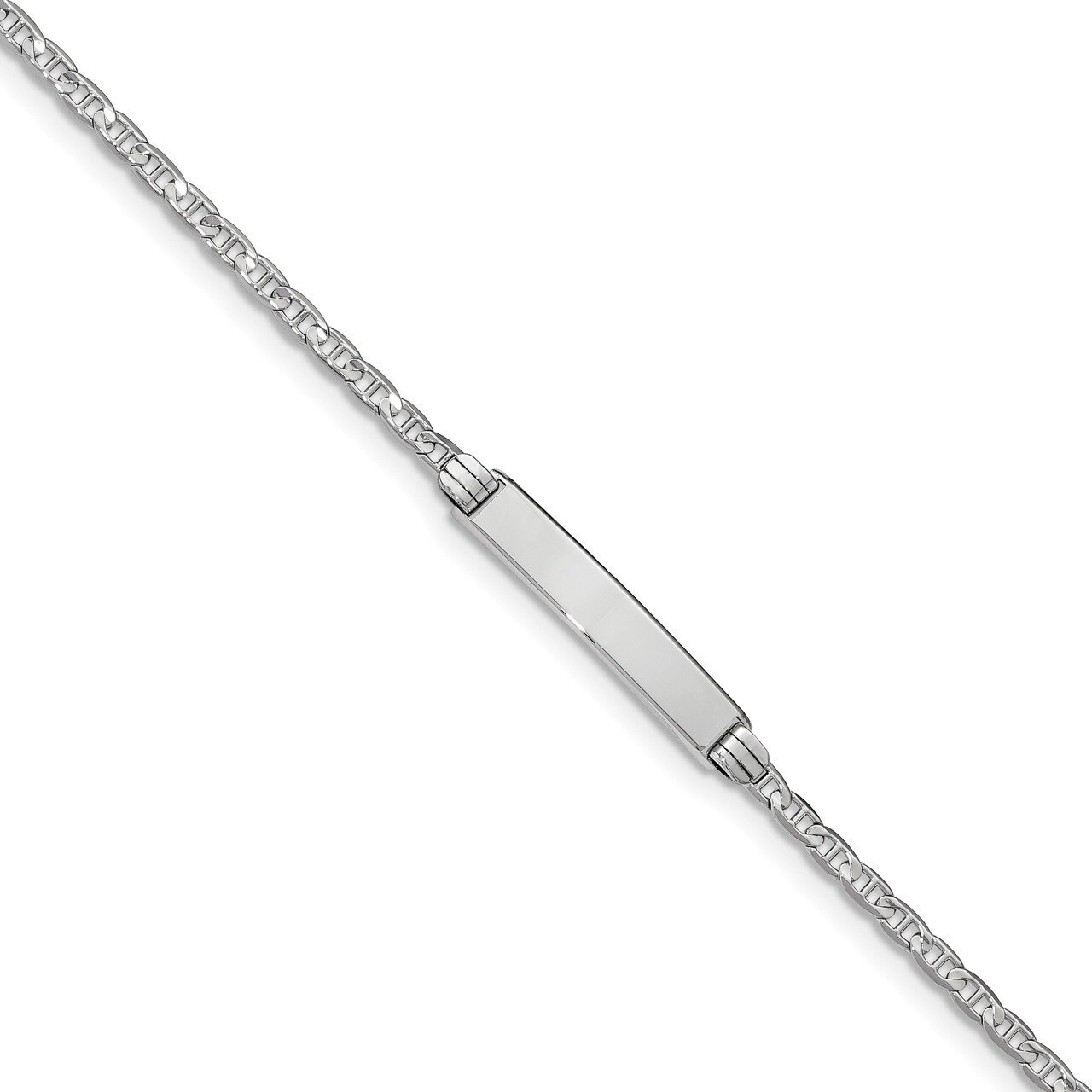 7 Inch Semi-Solid Anchor Link ID Bracelet 14k white Gold DCID105W-7, MPN: DCID105W-7, 883957871332