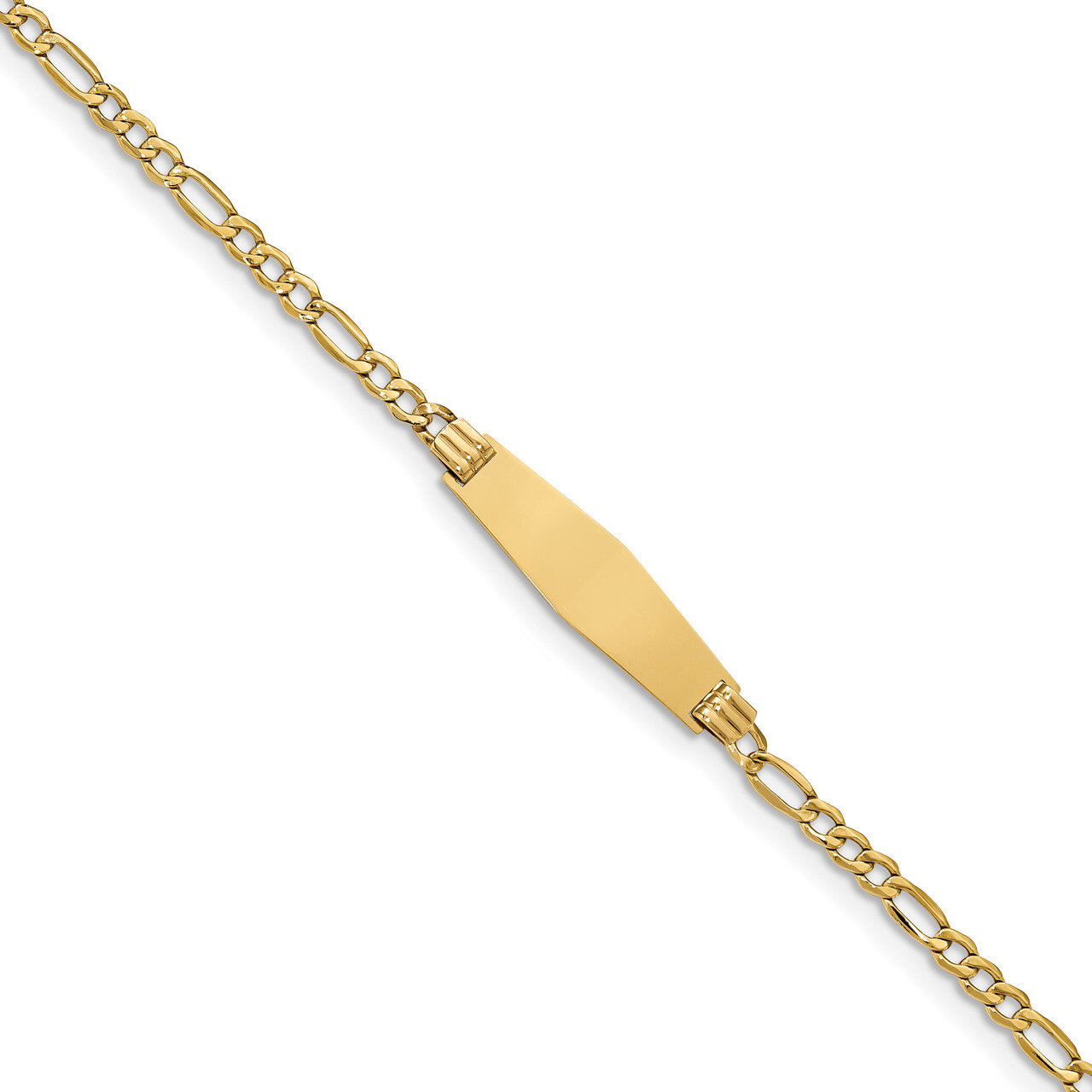 7 Inch Soft Diamond Shape ID with Hollow Link Bracelet 14k Gold Polished DCID107C-7, MPN: DCID107C-…