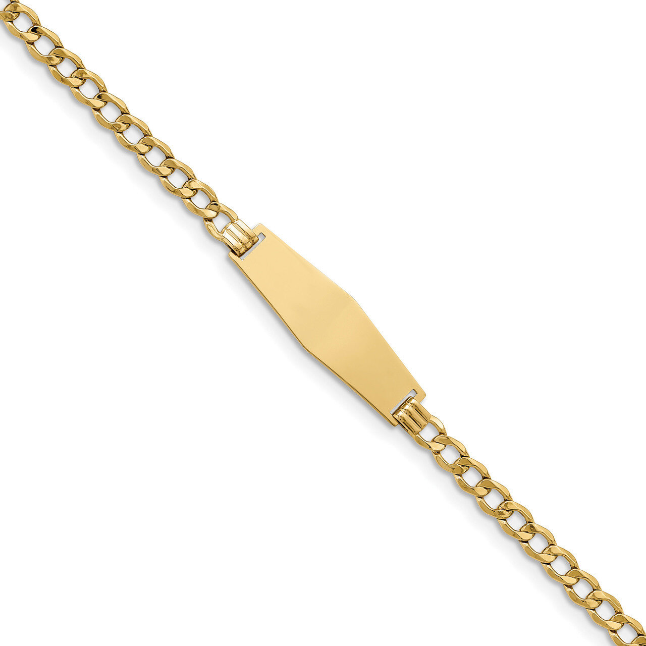 7 Inch Curb Link 6.75mm Soft Diamond Shape ID Bracelet 14k Gold DCID110C-7