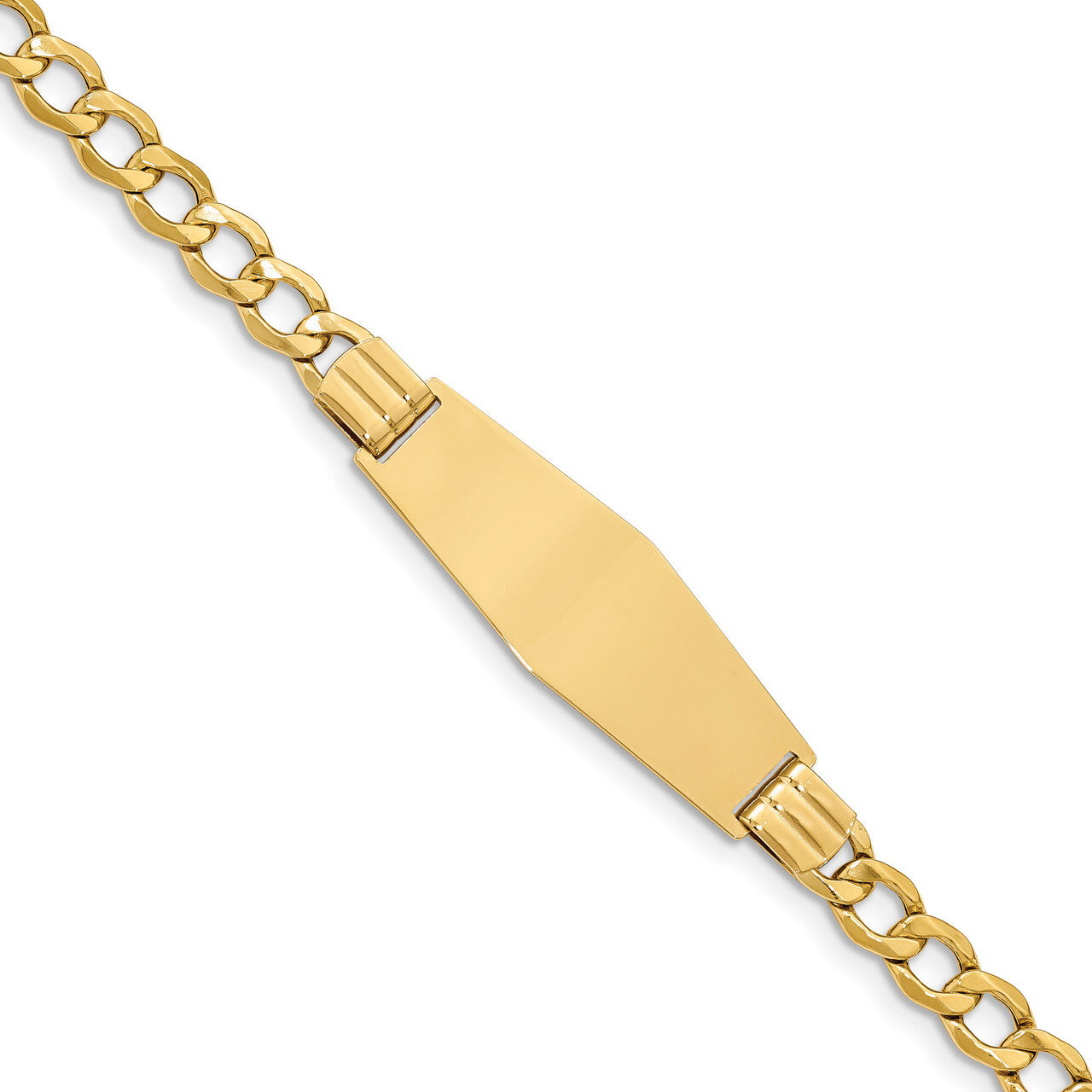 8 Inch Curb Link 5.9mm Soft Diamond Shape ID Bracelet 14k Gold DCID111C-8
