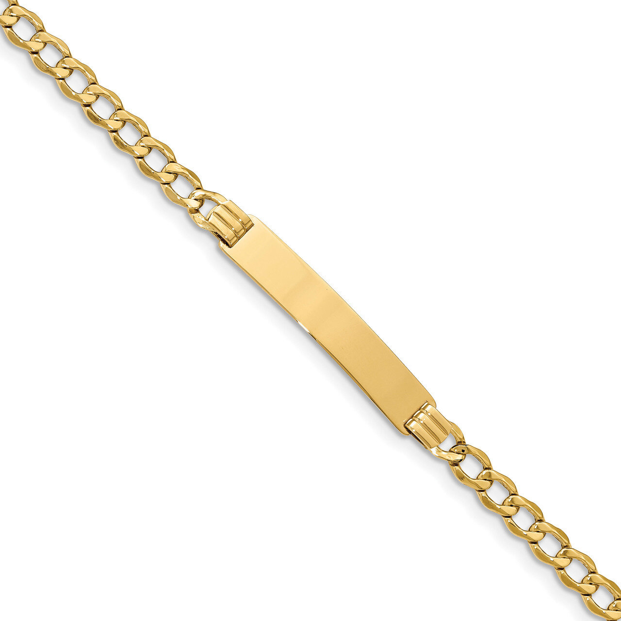 7 Inch ID with Semi-Solid Cuban Bracelet 14k Gold Polished DCID133-7