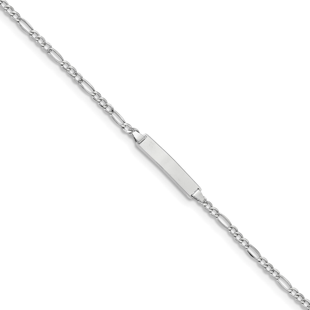 7 Inch Polished ID with Semi-Solid Figaro Bracelet 14k white Gold DCID134W-7
