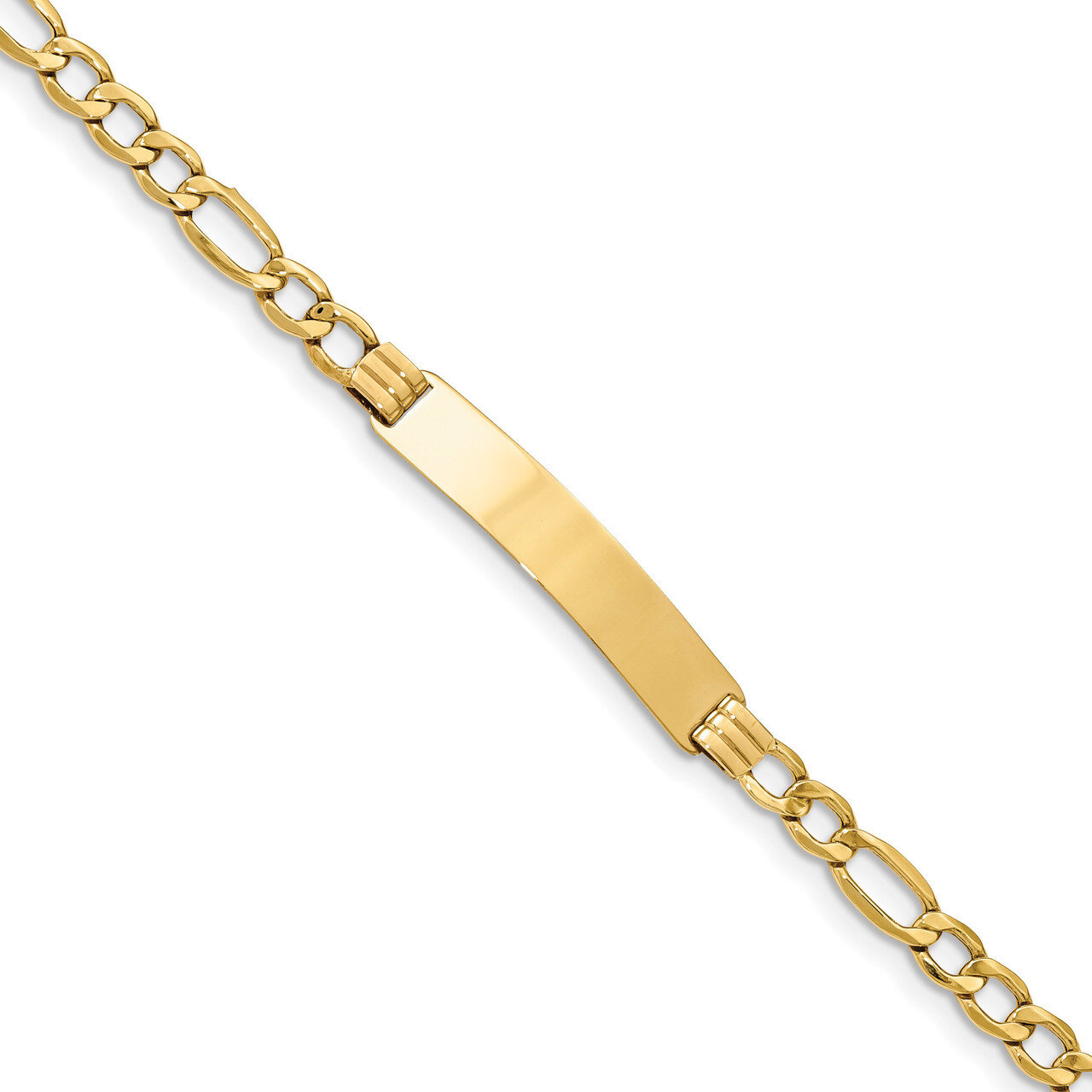 7 Inch ID with Semi-Solid Figaro Bracelet 14k Gold Polished DCID135-7, MPN: DCID135-7, 883957761473