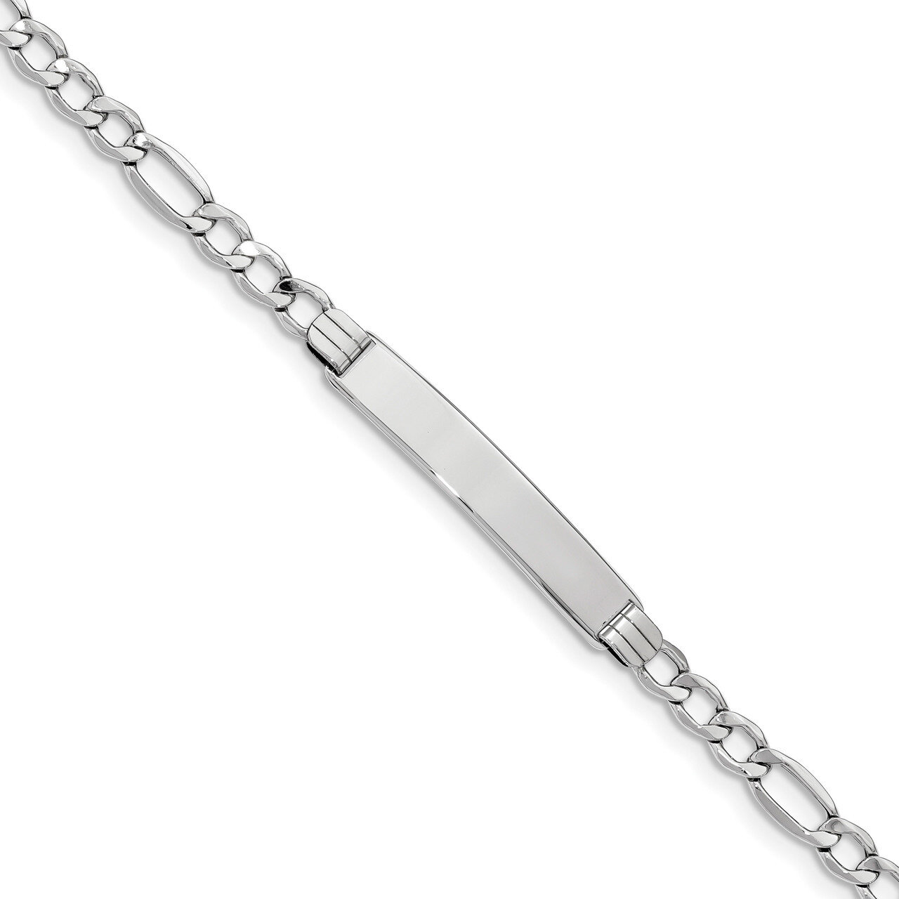 7 Inch Polished ID with Semi-Solid Figaro Bracelet 14k white Gold DCID135W-7, MPN: DCID135W-7, 8839…